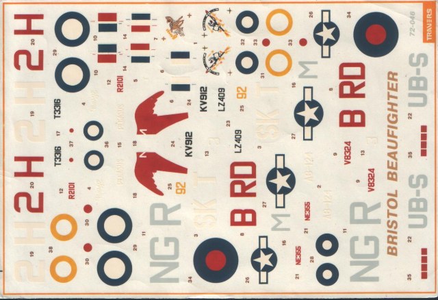 Декаль Bristol Beaufighter 1/72