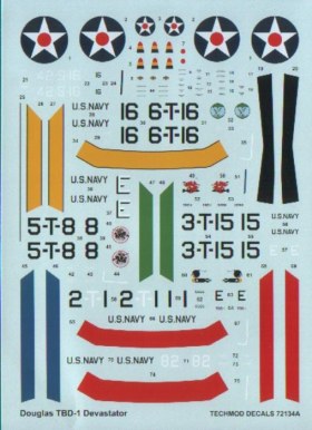 Декаль Techmod 72134 TBD-1 Devastator c масками