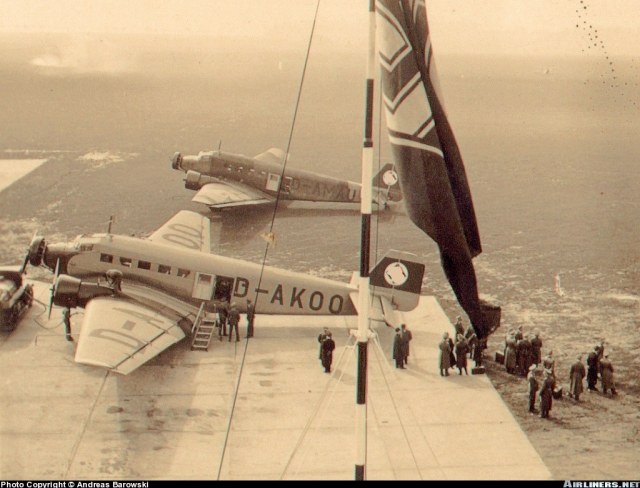 D-AMAU in the background. Two Ju-52s in Essen..jpg