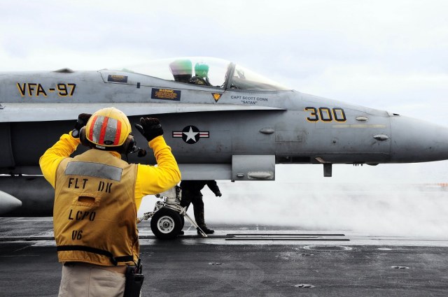 US_Navy_090530-N-3946H-082_A_Chief_Aviation_Boatswain's_Mate_guides_an_F-A-18C_Hornet.jpg