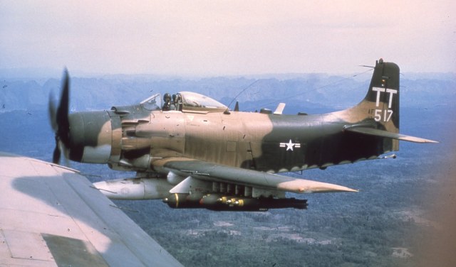 A-1H in flight, 56th SOW, SEA, G Merritt 1.jpg