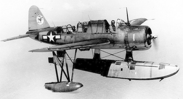 Seaplane Vought OS2U-Kingfisher from the light cruiser USS Miami (CL-89) in flight 10th February 1945..jpg