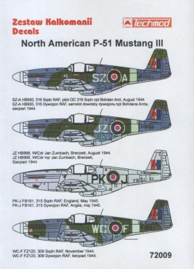 Декаль 1/72 Techmod RAF Mustang Mk.III