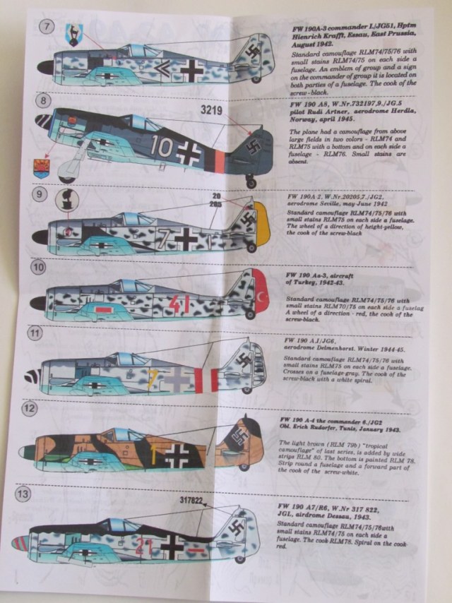 Декаль на FW-190 A2-A9(1:72)