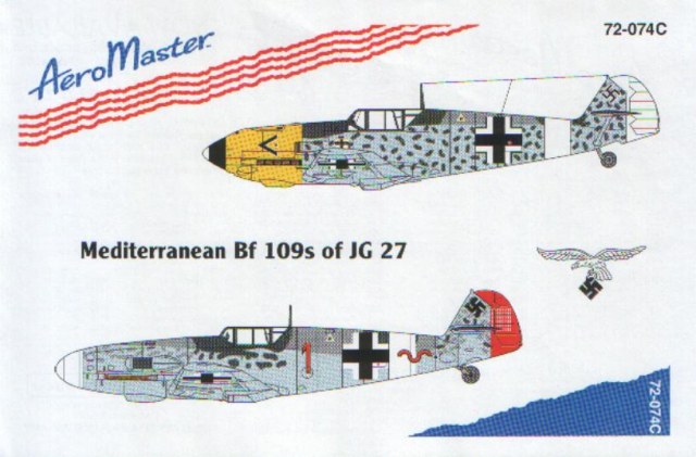 Декаль Aeromaster 1/72 Средиземноморские мессеры JG 27