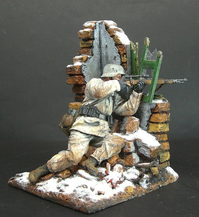 Немецкий снайпер . Зима . 90 mm., Реанимация дров.