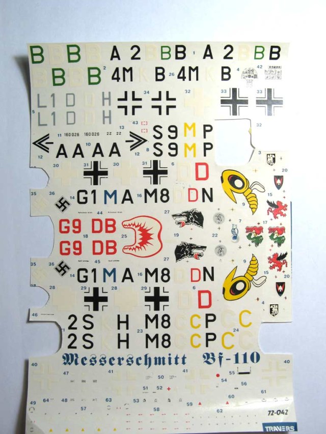 декаль Messerschmitt BF110   1:72