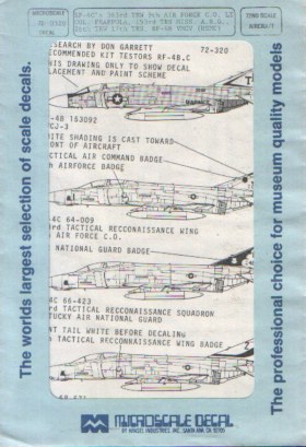 Декаль 1/72 Microscale RF-4B/C