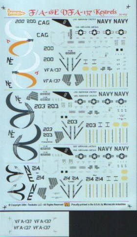 Декаль 1/72 F/A-18E VFA-137 Kestrels
