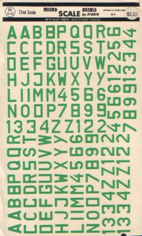 Декаль 1/72 Luftwaffe Code Letters & Numbers 12 mm