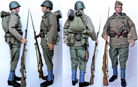 Фигура советского пехотинца, осень 1942 г. Масштаб 1/6 (экшен-фигура).