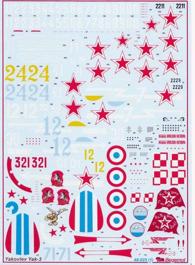 Деколь ЯК-3 (масштаб 1/48) Begemot