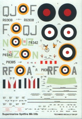 Декаль 1/72 Supermarine Spitfire Mk.Ib/IIb