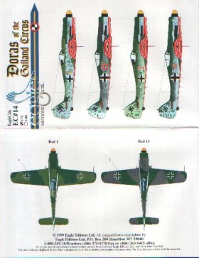 Декаль 1/72 на все четыре Fw-190D из JV 44