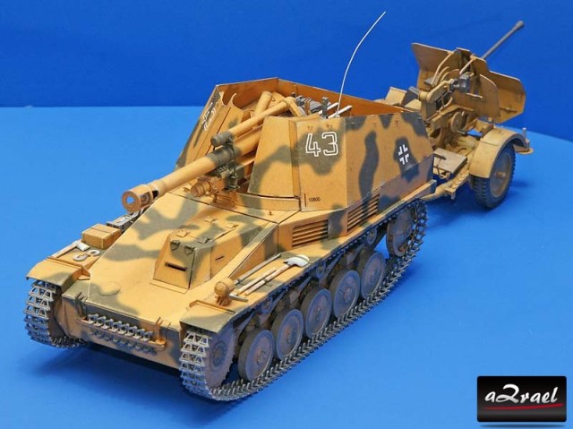 Sdkfz 124 Wespe + зенитное орудие FlaK 36