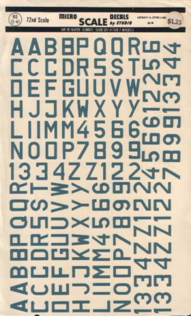 Декаль 1/72 Luftwaffe Code Letters & Numbers 12 mm