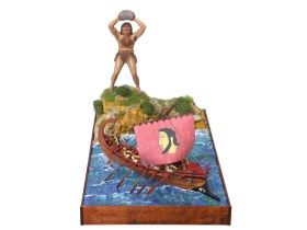 Корабль Одиссея и циклоп Полифем