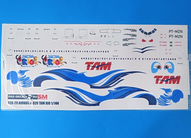 Декаль Airbus A320 TAM RIO  PT-MZN