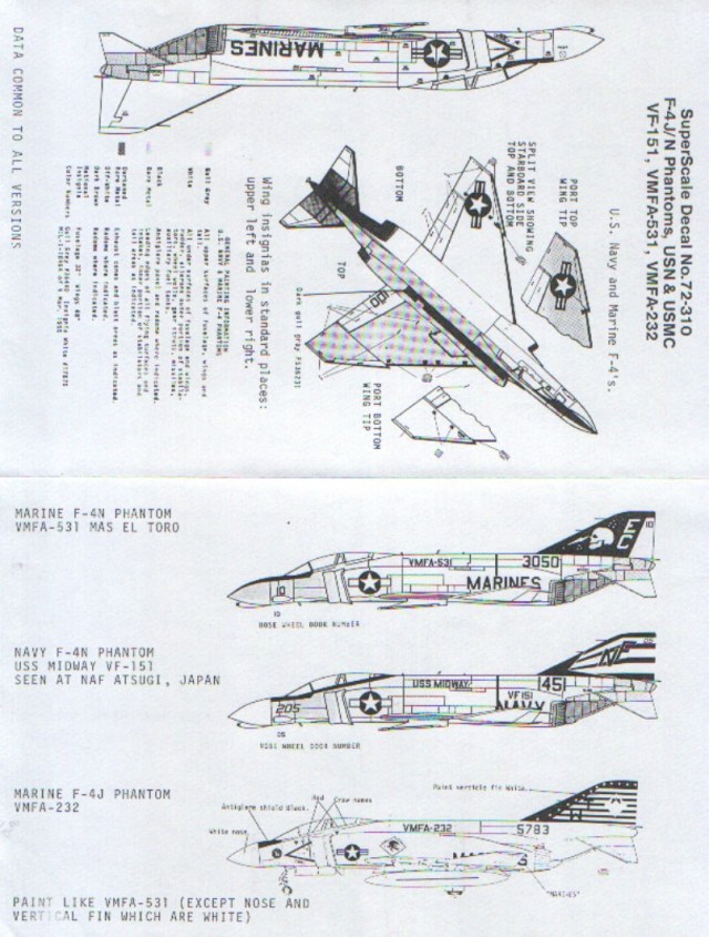 Декаль 1/72 F-4J/N Phantom II