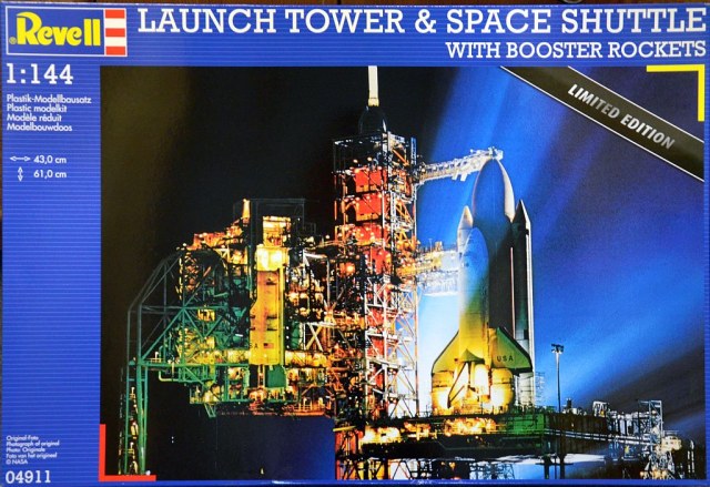 Launch tower & Space shuttle with booster rockets