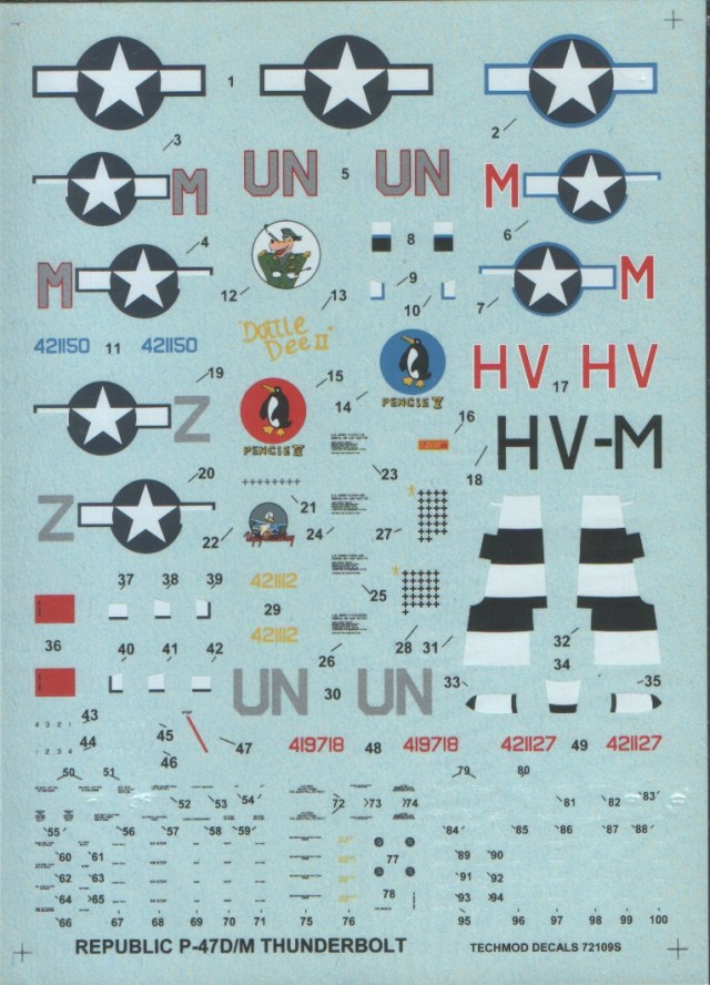Декаль 1/72 P-47 D&M