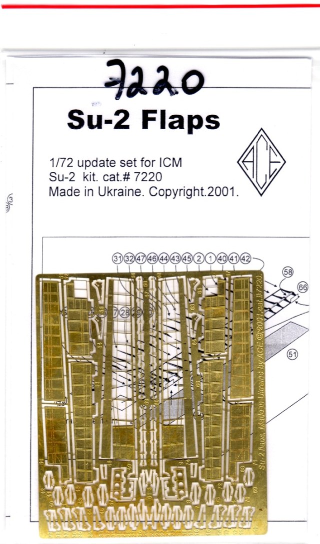 Фототравление для Су-2 (ICM), 1/72, ACE закрылки