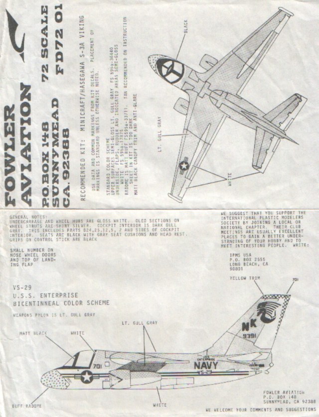 Декаль 1/72 Grumman S-3 Viking