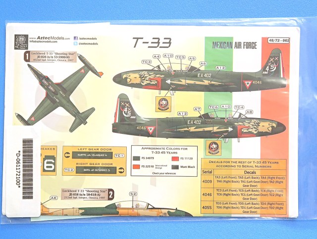 декаль для Lockheed T-33 Mexican air force