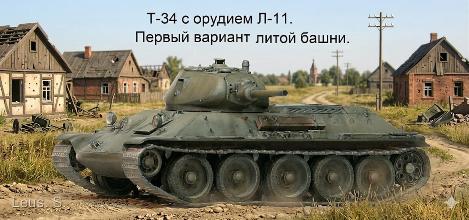 Т-34 с орудием Л-11. Первый вариант литой башни.