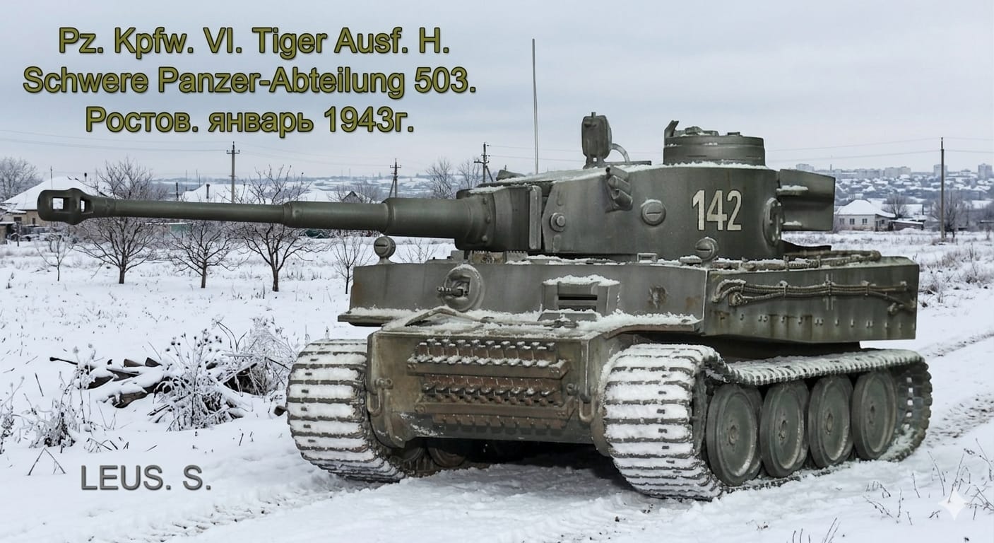 Pz.Kpfw.VI Ausf.Н. Tiger I s.Pz.Abt.503. Ростов. январь 1943г