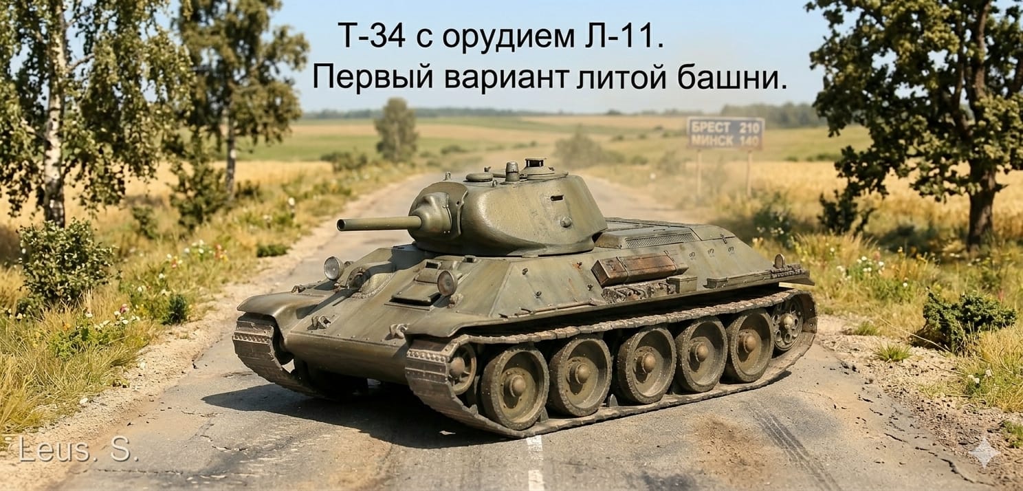 Т-34 с орудием Л-11. Первый вариант литой башни.