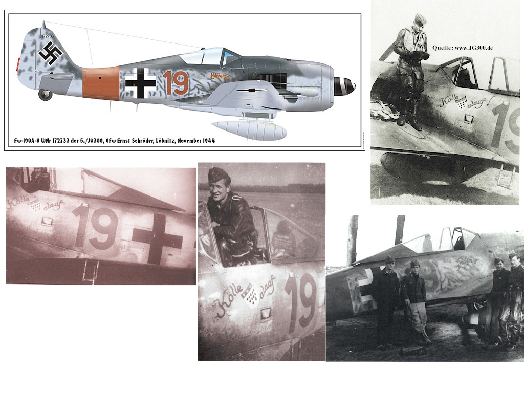 Fw-190A-8 JG 300, Эрнст Шредер, Лейбниц, ноябрь 1944 год.