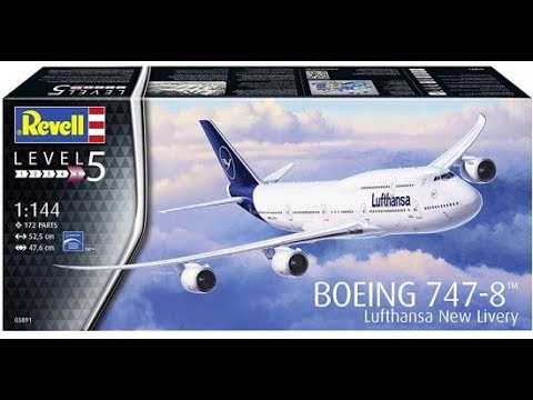 Boeing Lufthansa 747-8 Revell 03891 1/144 unboxing.