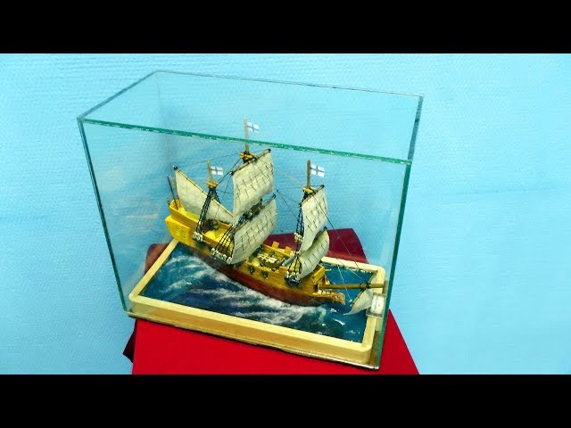 Корабль из спичек часть одиннадцатая,   стеклянный короб | судомоделирование