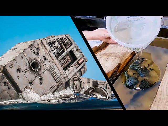 Столешница из эпоксидной смолы по Вселенной STAR WARS // Диорама AT-AT шагоход в воде