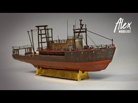 СБОРКА И ПОКРАСКА РЫБОЛОВНОГО БАРКАСА ДЛЯ ДИОРАМЫ | ASSEMBLY AND PAINTING OF A FISHING BOAT 1/350