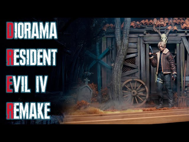 Diorama Resident Evil 4 Remake with Leon Kennedy figure