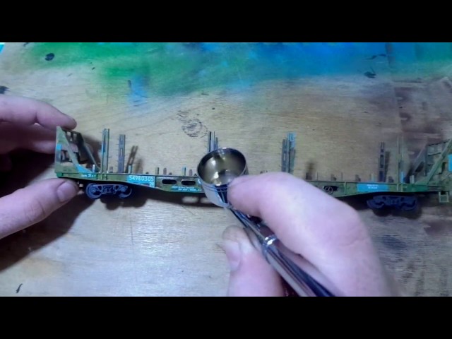 Железная дорога. Платформа 13-1796-01. Покраска и старение. Часть 3