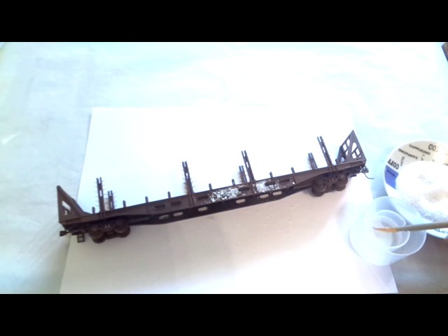 Железная дорога. Платформа 13-1796-01. Покраска и старение. Часть 1