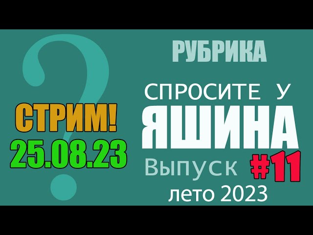 СТРИМ: Спросите у Яшина. Выпуск #11. ЛЕТО
